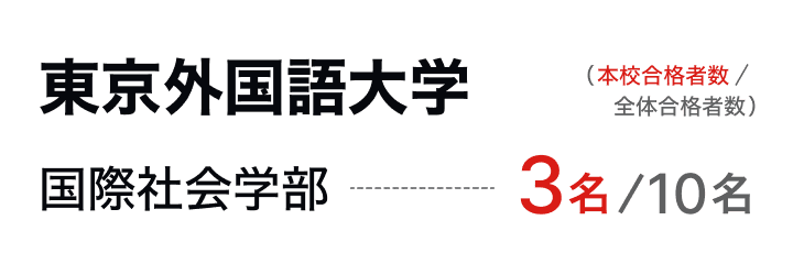 東京外国語大学：国際社会学部3名の合格実績