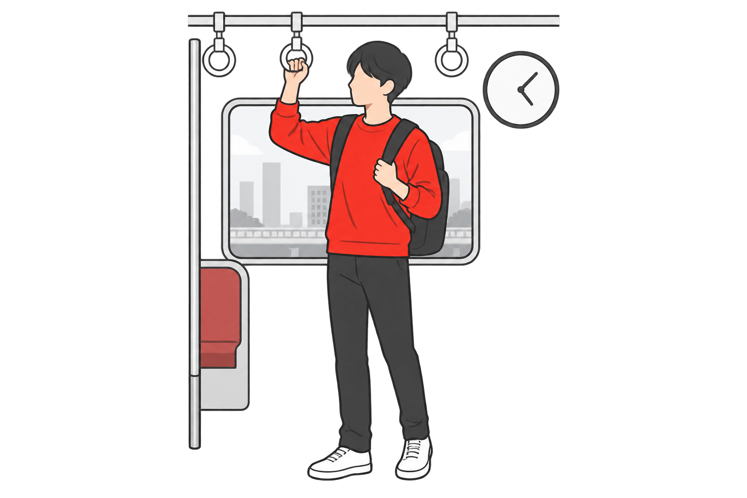 電車で予備校に通う大学生