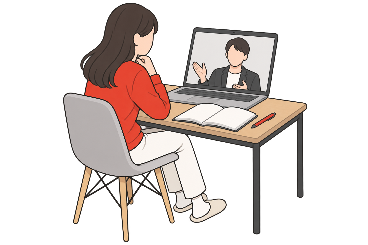 自宅でコーチとつながり、大学編入の勉強を進める学生