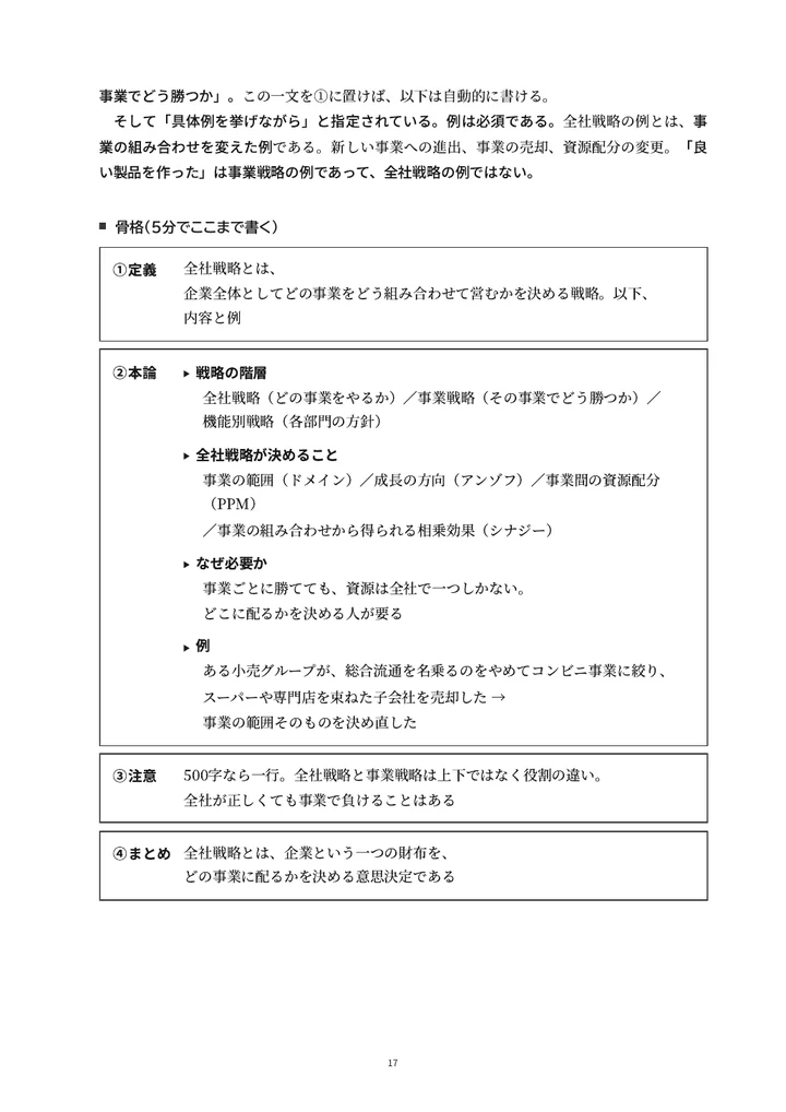 編入経営学演習戦略篇 全社戦略の骨格